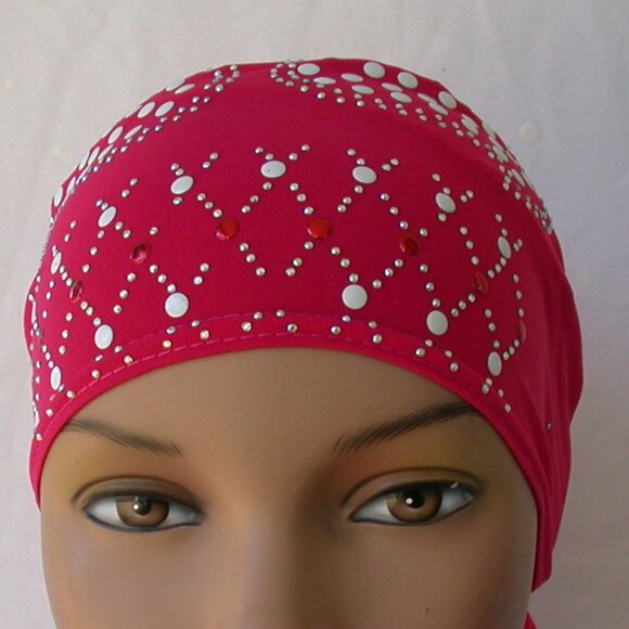 Pink Pre-Tied Stud Fashion Cap Slip On Bonnet Hijab Undercap #4 - Picture 3 of 3